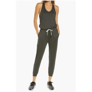 Vuori Lux Sleeveless Jumpsuit Womens Small Charcoal Gray Racerback Pockets